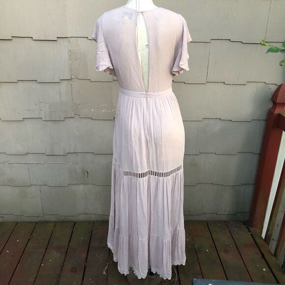 CLEOBELLA Embroidered Amery Boho Indie Forest Fairy Maxi Dress in Lilac XS - Picture 7 of 16